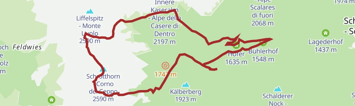 Route map: From Schalders to the Summit of the Schrotthorn